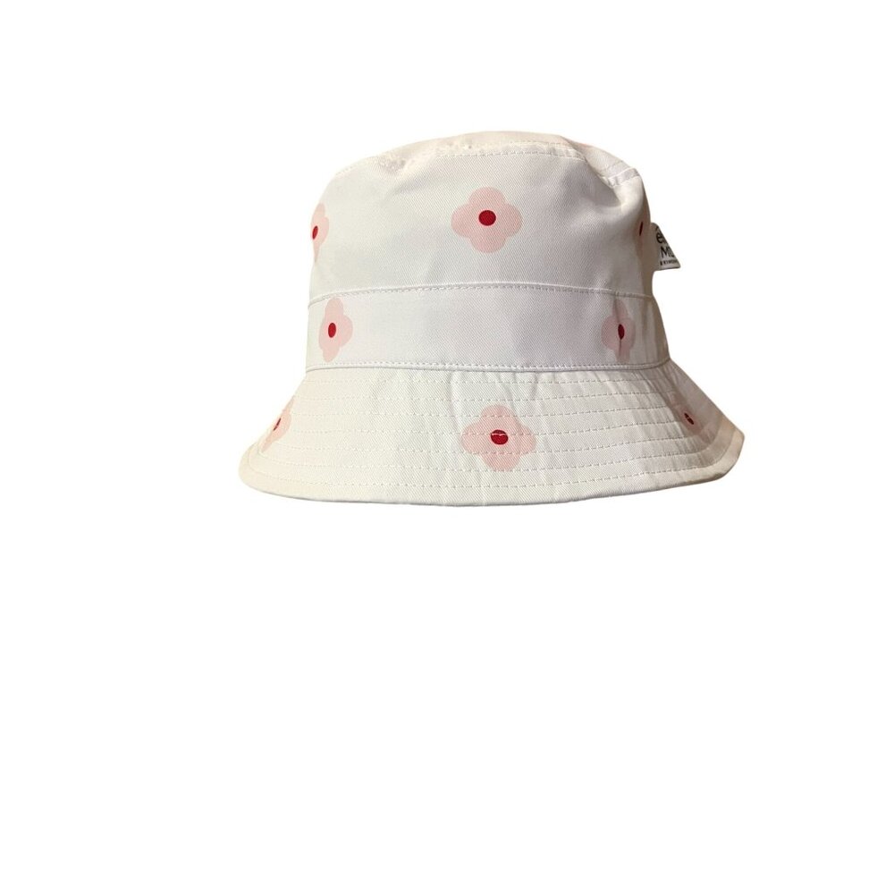 Elta MD Skincare Bucket Hat White Pink Red Floral Print Sun Hat Used